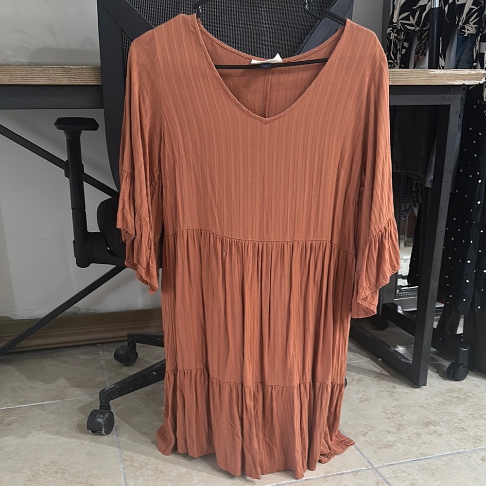 Rust Orange Tiered Dress